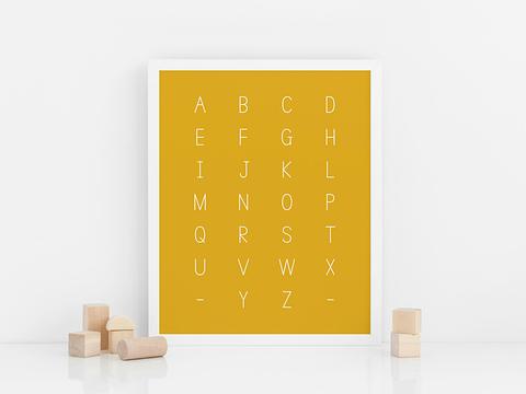 Uppercase Alphabet Poster – Mustard