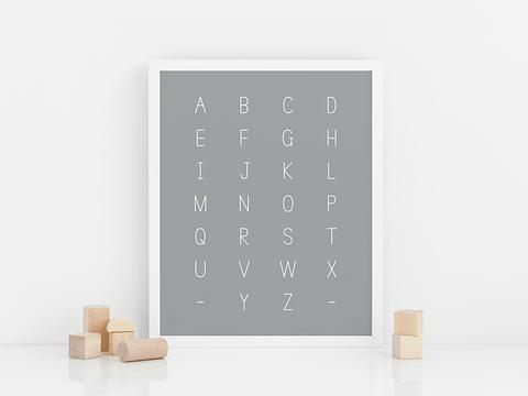 Uppercase Alphabet Poster – Grey